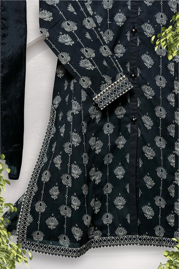 GAD-02699 | Black & Fawn | Casual 3 Piece Suit   | Cotton Lawn Printed